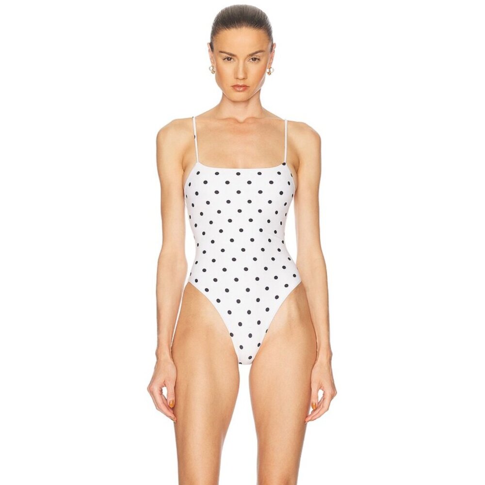 NEW L'Academie by Marianna Cherie One Piece Cream White & Black Dot Swimsuit
